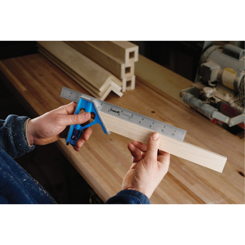 True Blue&reg; Combination Square, 12" L, 1/16" Graduations, Steel, Plain Rideout Tool & Machine Inc.