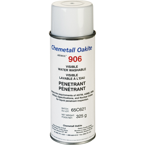 906 Water Washable Visible Penetrants, Aerosol Can Rideout Tool & Machine Inc.