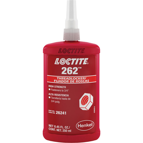 Threadlocker 262, Red, High, 250 ml, Bottle Rideout Tool & Machine Inc.