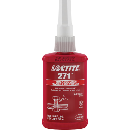 Threadlocker 271 , Red, High, 50 ml, Bottle Rideout Tool & Machine Inc.