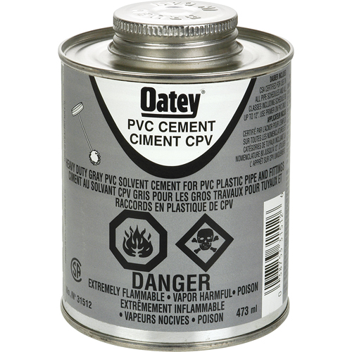 PVC Heavy-Duty Cement, 473 ml, Brush-Top Can, Grey Rideout Tool & Machine Inc.