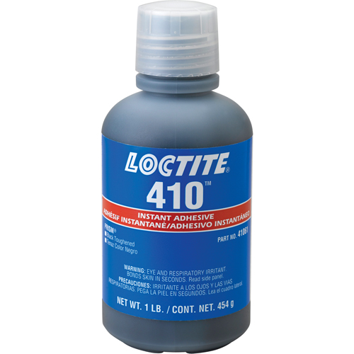 410 Instant Adhesive, Black, Bottle, 454 g Rideout Tool & Machine Inc.