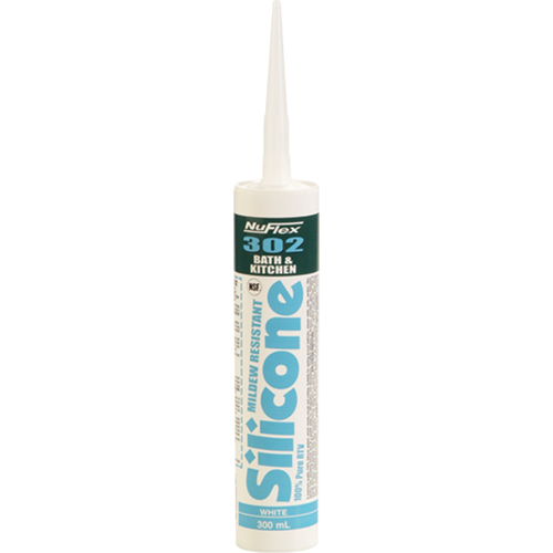 NuFlex&reg; 302 Bath And Kitchen Silicone Sealant, 300 ml, Cartridge, Clear Rideout Tool & Machine Inc.