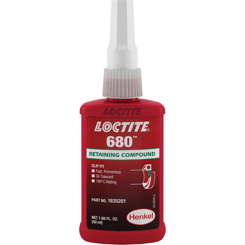 680 High-Strength/Low-Viscosity Retaining Compound, 50 ml, Bottle, Green Rideout Tool & Machine Inc.