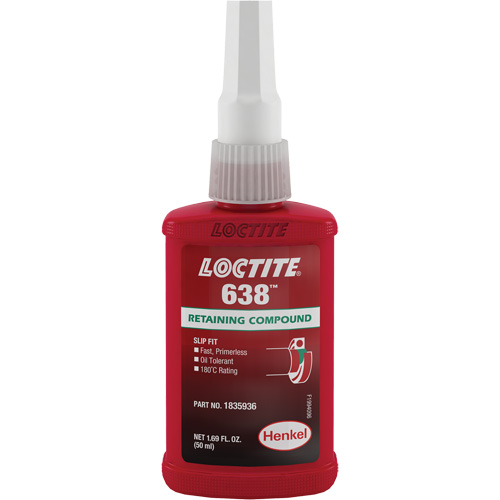 Loctite&reg; 638 Retaining Compound, 50 ml, Bottle, Green Rideout Tool & Machine Inc.