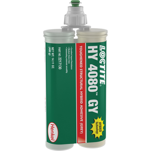 Adh&eacute;sif hybride pour r&eacute;parations structurales HY 4080 GY, Deux composants, Cartouche double, 400 g, Gris Rideout Tool & Machine Inc.