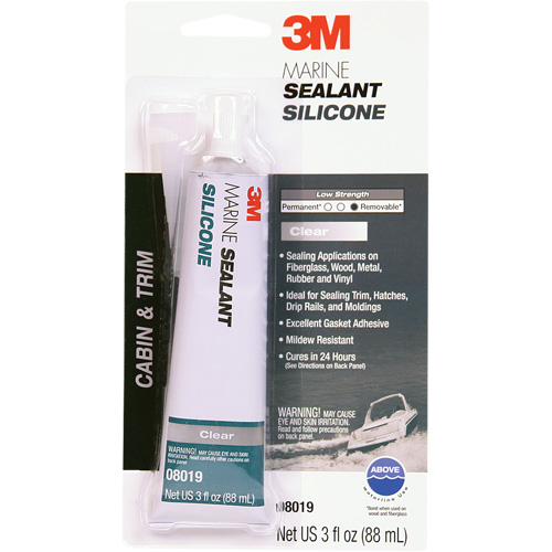 Marine Grade Silicone Sealant, 3 oz., Tube, Clear Rideout Tool & Machine Inc.