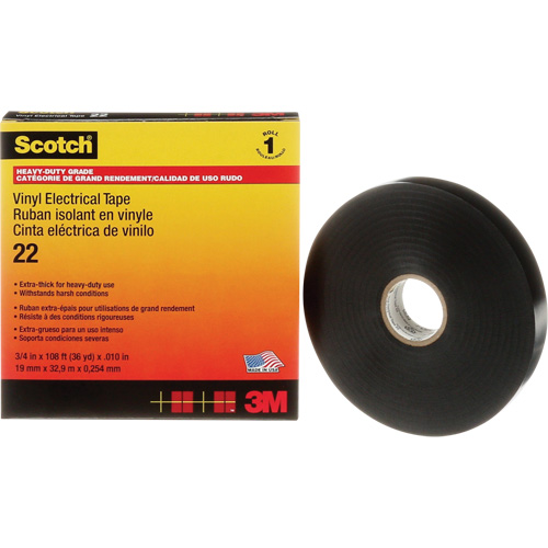 Ruban isolant en vinyle Scotch, 19 mm (3/4") x 33 m (108'), Noir, 10 mils Rideout Tool & Machine Inc.
