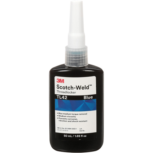 Adh&eacute;sif frein-filet TL42 Scotch-Weld, Bleu, Moyen, 50 ml, Bouteille Rideout Tool & Machine Inc.