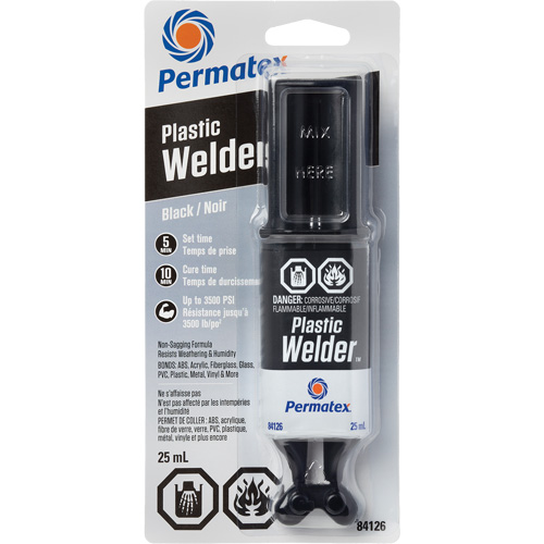 Colle &eacute;poxyde Plastic Welder, 25 ml, Seringue, Deux composants, Noir Rideout Tool & Machine Inc.