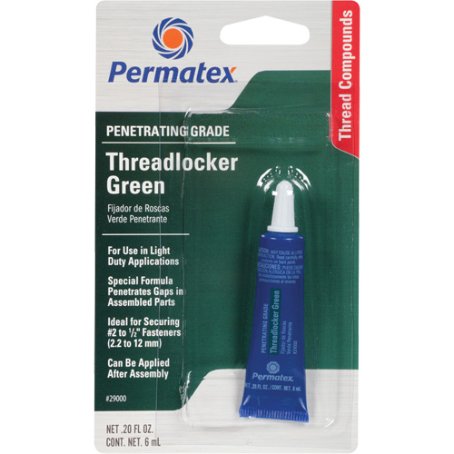 Penetrating Grade Threadlocker, Green, Medium, 6 ml, Tube Rideout Tool & Machine Inc.