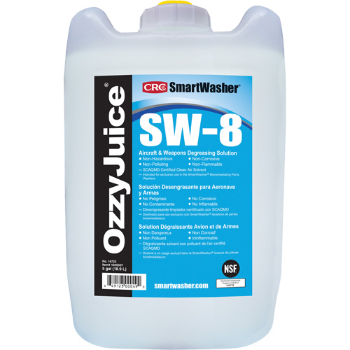 Solution de d&eacute;graissage pour avions et armes SW-8 SmartWasher Ozzyjuice, Cruche Rideout Tool & Machine Inc.