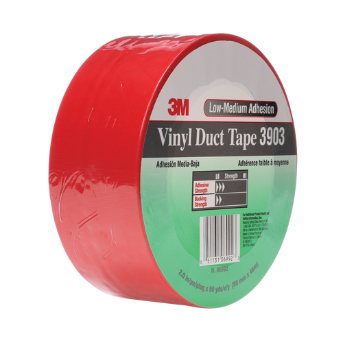 3903 Vinyl Duct Tape, 48 mm (2") W x 46 m (151') L, 6.5 mils, Red Rideout Tool & Machine Inc.