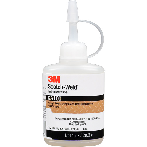 Adh&eacute;sif instantan&eacute; CA100 Scotch-Weld, Blanc cass&eacute;, Bouteille, 1 oz Rideout Tool & Machine Inc.