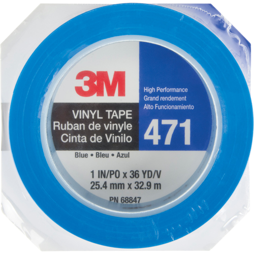 471 Vinyl Tape, 25.4 mm (1") W x 32.9 m (108') L, 5.3 mils, Blue Rideout Tool & Machine Inc.