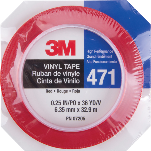 Ruban en vinyle 471, 6 mm (1/4") la x 32,9 m (108') lo, 5,3 mils, Rouge Rideout Tool & Machine Inc.