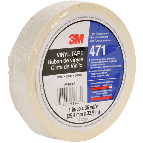 Ruban en vinyle 471, 12 mm (1/2") la x 32,9 m (108') lo, 5,3 mils, Blanc Rideout Tool & Machine Inc.