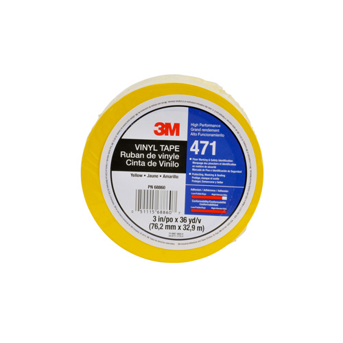 471 Vinyl Tape, 12 mm (1/2") W x 32.9 m (108') L, 5.2 mils, Yellow Rideout Tool & Machine Inc.