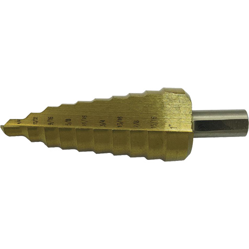 Jet-Kut&reg; 9-Step Super Premium M35 Step Drill, 1/4" - 3/4" , 1/16" Increments, High Speed Steel Rideout Tool & Machine Inc.