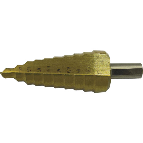Jet-Kut&reg; 10-Step Super Premium M35 Step Drill, 1/4" - 1" , 1/32" Increments, High Speed Steel Rideout Tool & Machine Inc.