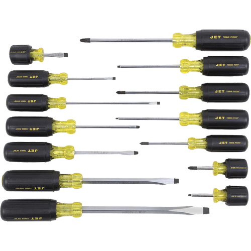 JKS-14S Cushion Grip Screwdriver Set, 14 Pcs. Rideout Tool & Machine Inc.