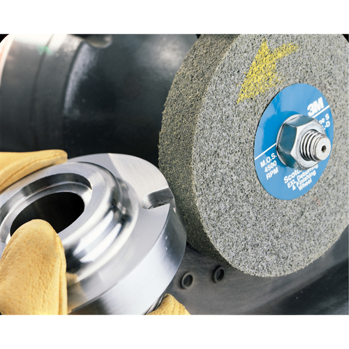 Meules d'&eacute;barbage EXL Scotch-Brite, 6" x 1/2", Arbre de 1", Oxyde d'aluminium Rideout Tool & Machine Inc.
