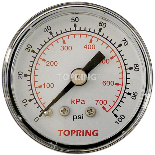 Pressure Gauge, 1-1/2" , 0 - 100 psi, Back Mount, Analogue Rideout Tool & Machine Inc.