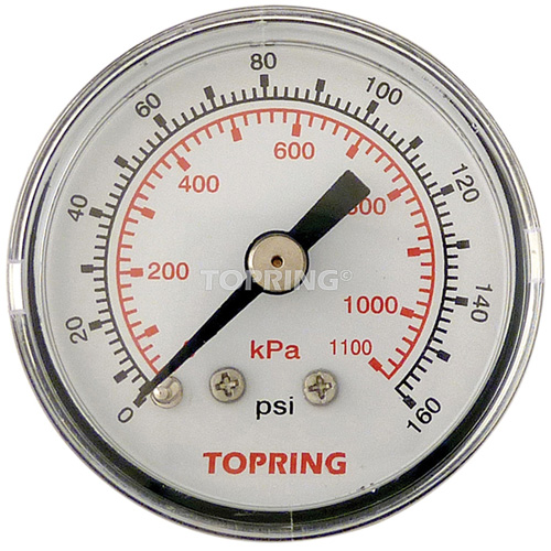 Pressure Gauge, 1-1/2" , 0 - 160 psi, Back Mount, Analogue Rideout Tool & Machine Inc.