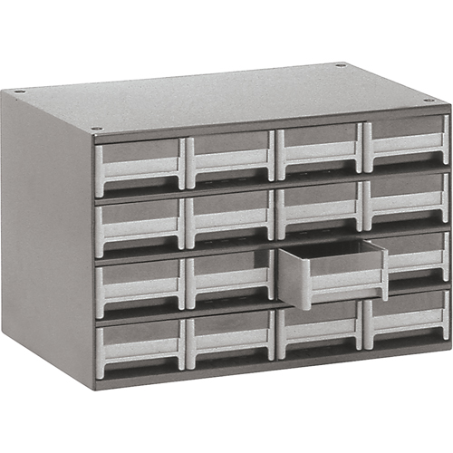 Casiers modulaires pour pi&egrave;ces, Acier, 16 tiroirs, 17" x 10-9/16" x 2-1/8", Gris Rideout Tool & Machine Inc.