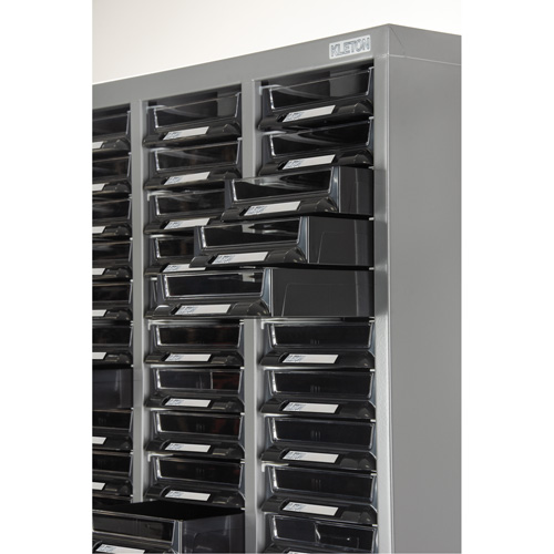 KPC-300 Parts Cabinet, Galvanized Steel, 60 Drawers, 21-3/10" x 10-2/5" x 36-9/10", Grey Rideout Tool & Machine Inc.