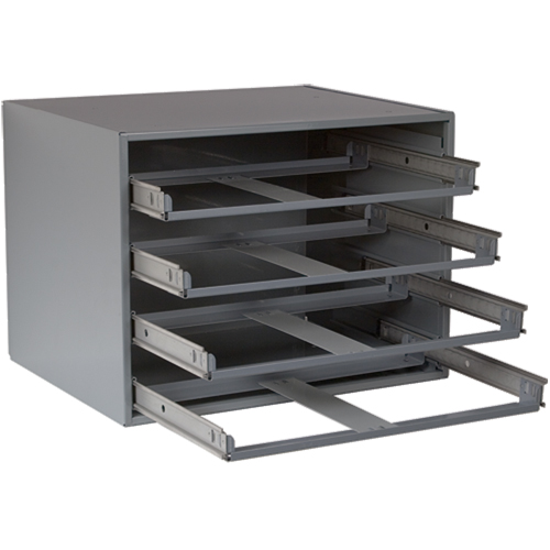 Compartment Box Cabinets, Steel, 4 Slots, 20" W x 15-3/4" D x 15" H, Grey Rideout Tool & Machine Inc.