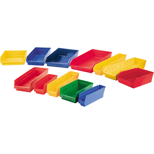 Shelf Bins, 11-1/8" W x 4" H x 11-5/8" D, Yellow, 30 lbs. Capacity Rideout Tool & Machine Inc.