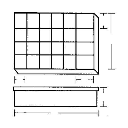 Compartment Case, Plastic, 24 Slots, 18-1/2" W x 13" D x 3" H, Grey Rideout Tool & Machine Inc.