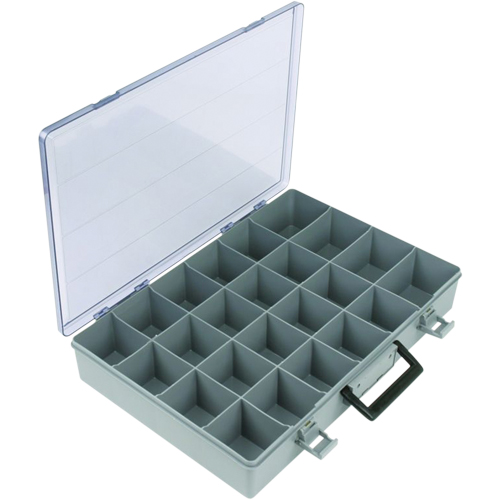 Compartment Case, Plastic, 24 Slots, 15-1/2" W x 11-3/4" D x 2-1/2" H, Grey Rideout Tool & Machine Inc.