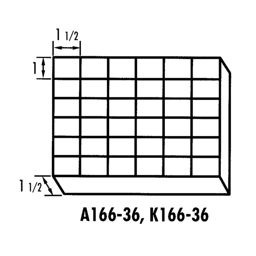 K-Resin Compartment Box, Plastic, 36 Slots, 6-9/16" W x 9-5/8" D x 1-1/2" H, Transparent Rideout Tool & Machine Inc.