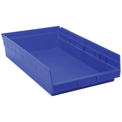 Shelf Bins, 11-1/8" W x 4" H x 17-7/8" D, Blue, 40 lbs. Capacity Rideout Tool & Machine Inc.
