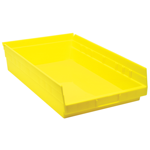 Shelf Bins, 11-1/8" W x 4" H x 17-7/8" D, Yellow, 40 lbs. Capacity Rideout Tool & Machine Inc.