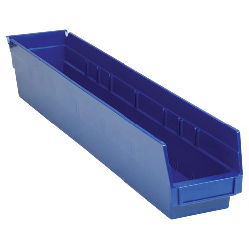 Shelf Bins, 4-1/8" W x 4" H x 23-5/8" D, Blue, 50 lbs. Capacity Rideout Tool & Machine Inc.