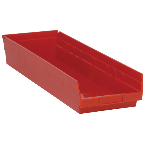 Shelf Bins, 8-3/8" W x 4" H x 23-5/8" D, Red, 50 lbs. Capacity Rideout Tool & Machine Inc.