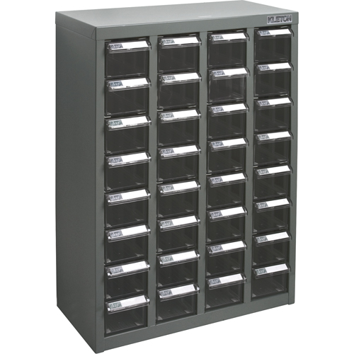 KPC-500 Parts Cabinet, Galvanized Steel, 32 Drawers, 18-1/10" x 8-7/10" x 25-3/5", Grey Rideout Tool & Machine Inc.