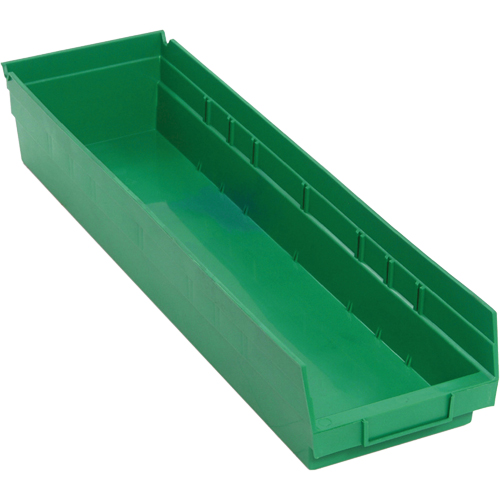 Shelf Bins, 6-5/8" W x 4" H x 23-5/8" D, Green, 50 lbs. Capacity Rideout Tool & Machine Inc.