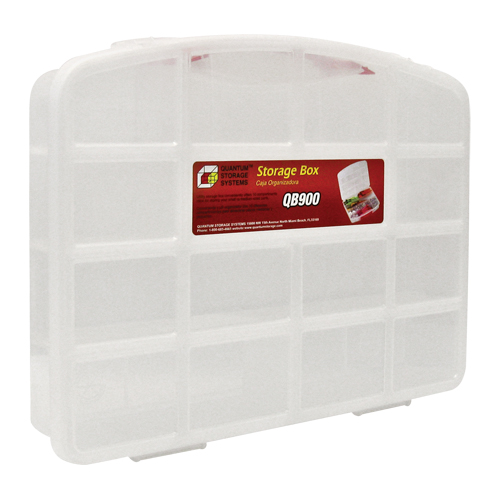 Clear Compartment Storage Box, 13" W x 10-1/4" D x 2-3/8" H, 10 Compartments Rideout Tool & Machine Inc.