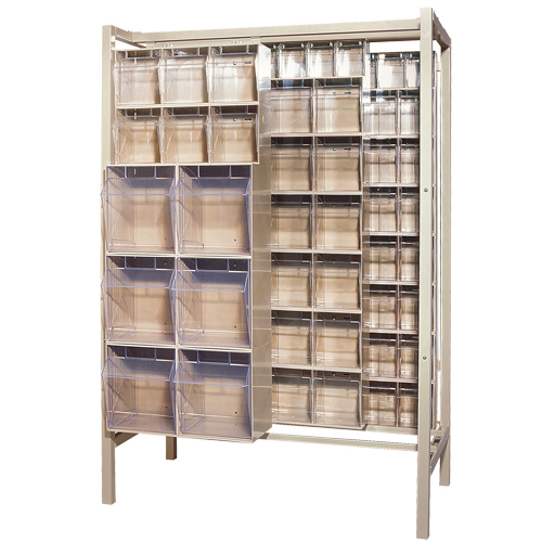 Free-Standing Tip-Out Bins Slider System, 51-1/4" W x 26" D x 77" H, 101 Drawers Rideout Tool & Machine Inc.