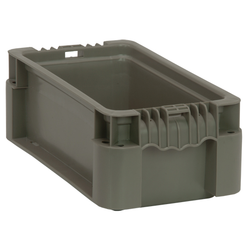 Collapsible Stacking Container, 7" W x 12" D x 5" H, Grey Rideout Tool & Machine Inc.