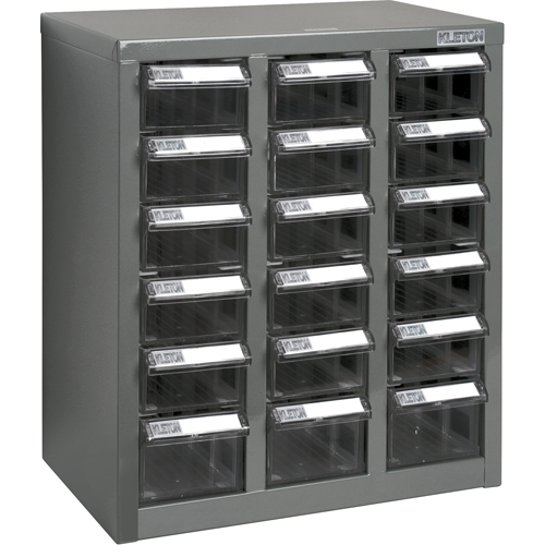 KPC-600 Parts Cabinet, Galvanized Steel, 18 Drawers, 13-9/10" x 8-7/10" x 16-3/10", Grey Rideout Tool & Machine Inc.