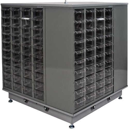 KPC-600 Parts Cabinet, Galvanized Steel, 40 Drawers, 18-3/10" x 8-7/10" x 25-3/10", Grey Rideout Tool & Machine Inc.
