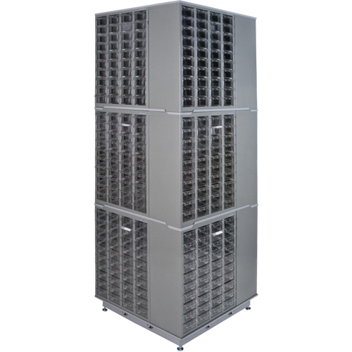 Armoire industrielle robuste avec carrousel &agrave; tiroirs, Acier, 480 tiroirs, 27" la x 27" p x 80" h, Gris Rideout Tool & Machine Inc.