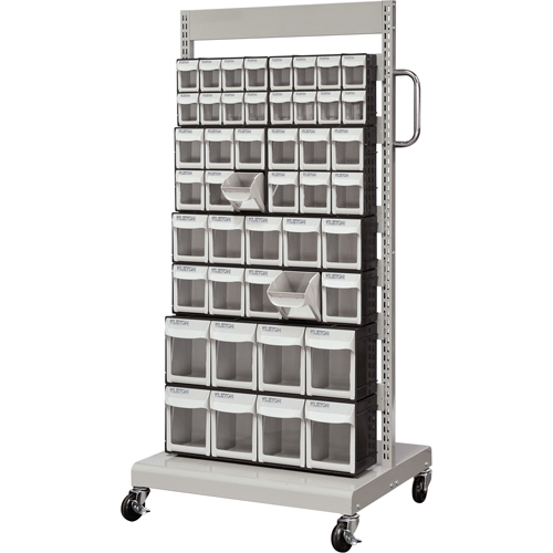 Mobile Tilt Bin Rack, Single-sided, 46 bins, 26-1/4" W x 22" D x 57-1/2" H Rideout Tool & Machine Inc.
