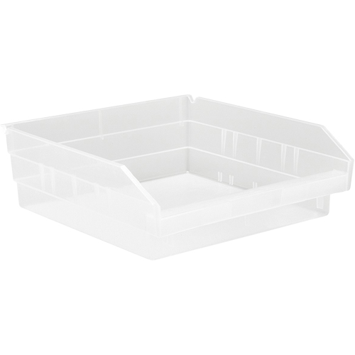 Shelf Bins, 11-1/8" W x 4" H x 11-5/8" D, Clear, 30 lbs. Capacity Rideout Tool & Machine Inc.