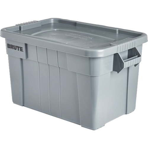 Brute Storage Tote with Lid, 27.88” D x 17.38” W x 15.13” H, 160 lbs. Capacity, Grey Rideout Tool & Machine Inc.